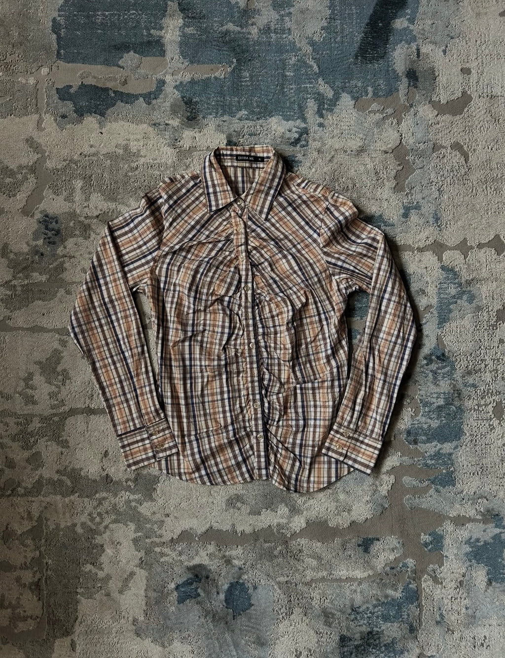 Extra Me checkered rouched blouse